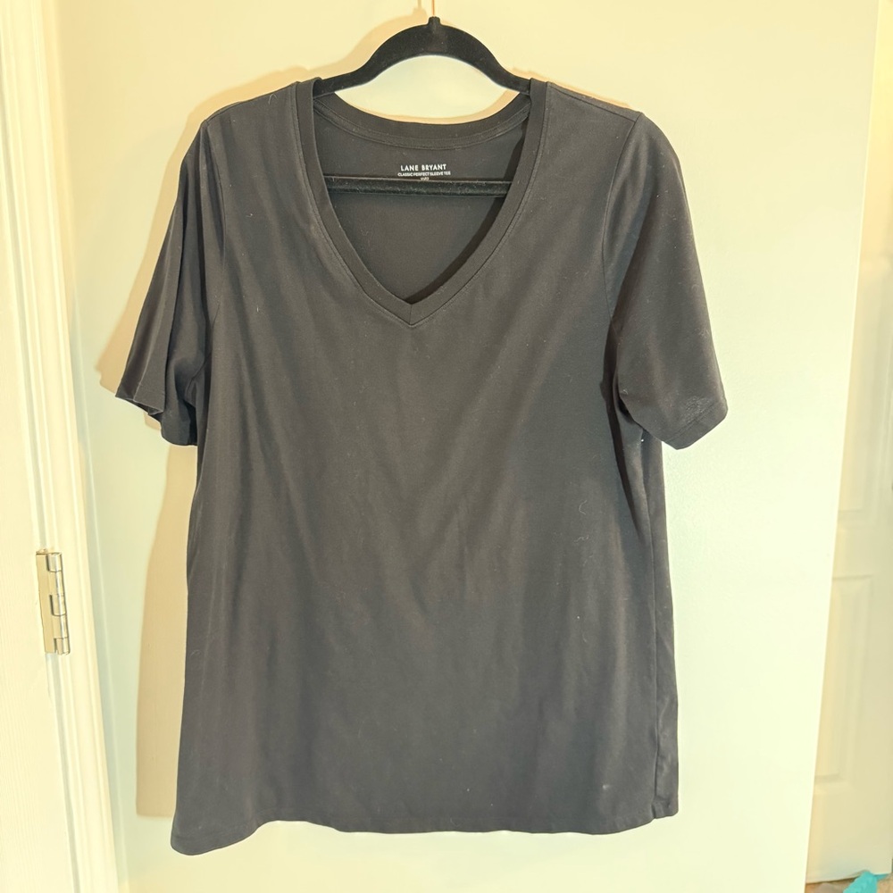 Lane Bryant Perfect Sleeve Black Relaxed Tee Size 10/12